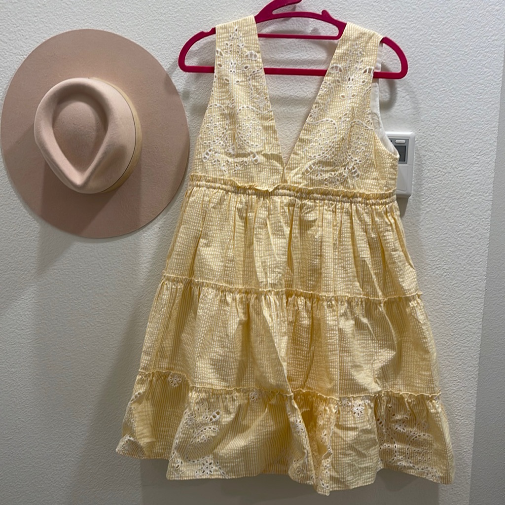 Yellow & White Baby Doll Dress Summer